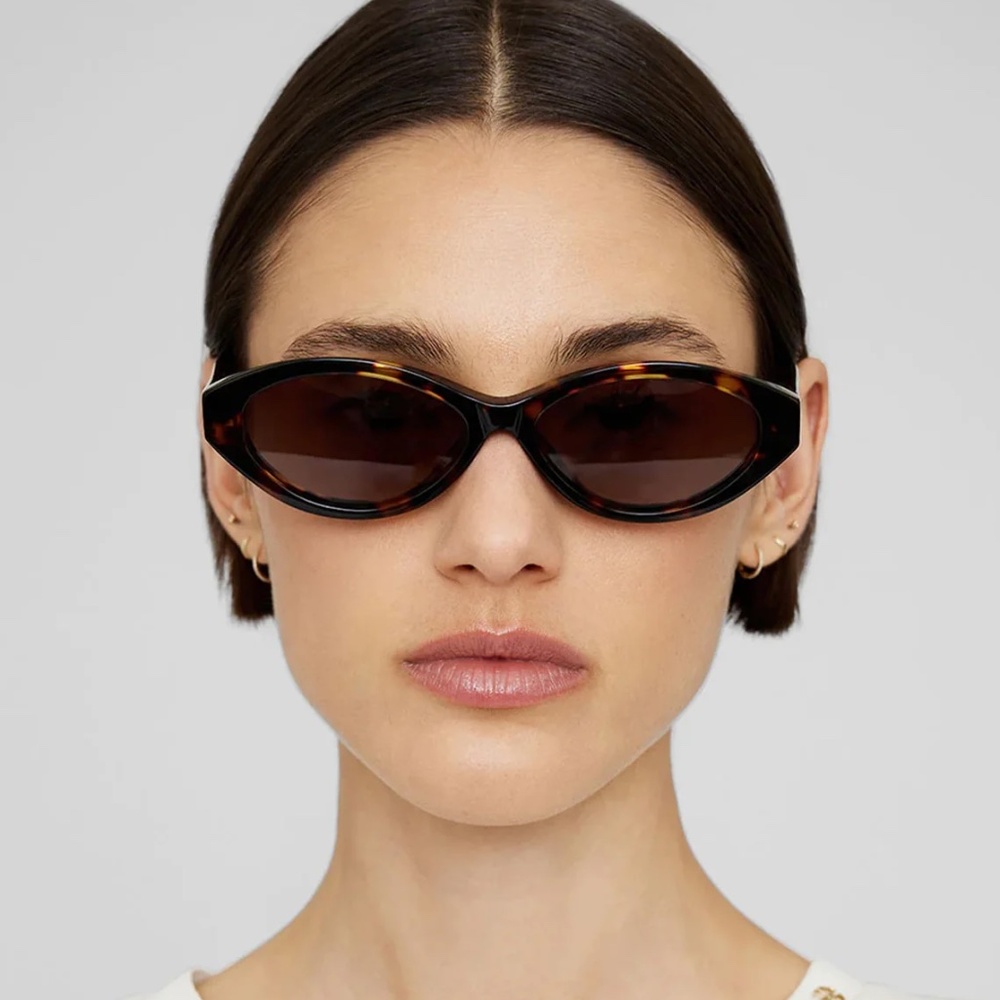 Anine Bing Brown Oval Sunglasses